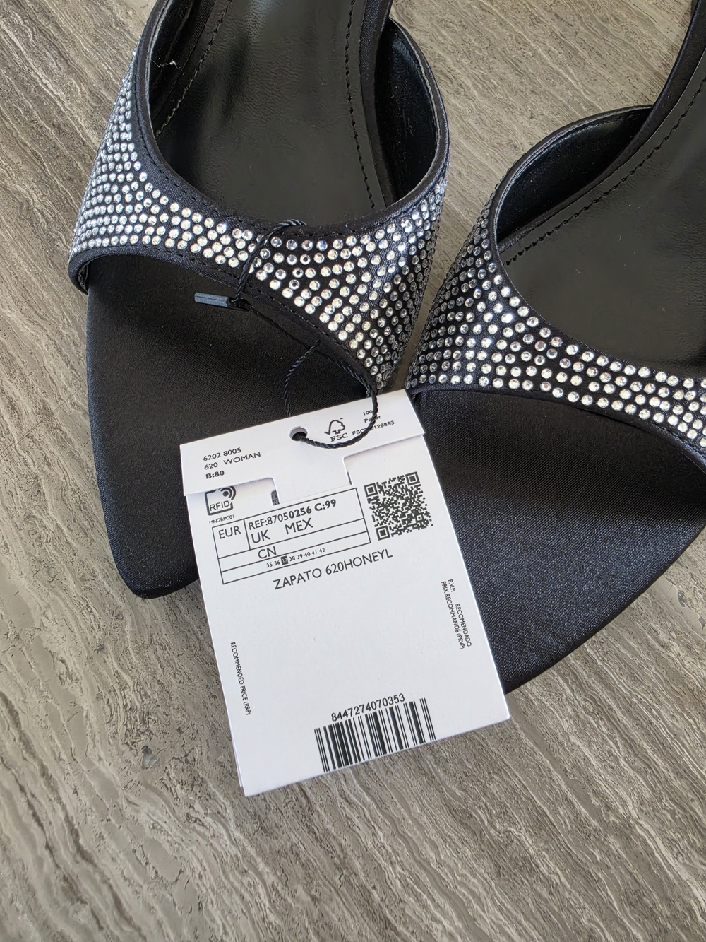Mango Black Rhinestone Pointed-Toe Mule - Picture 8 of 13